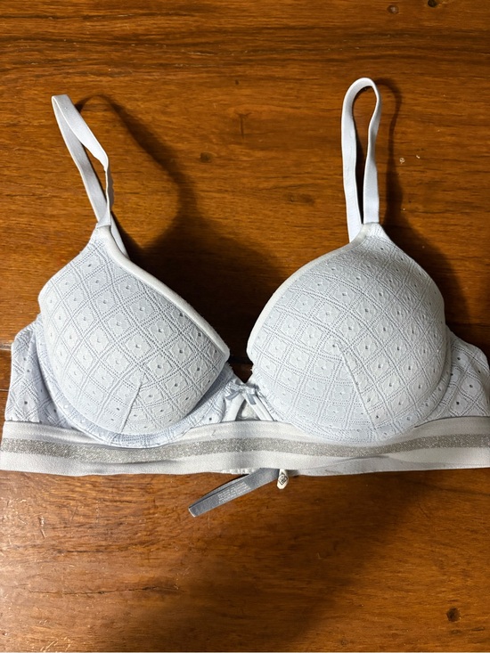 aerie Other - aerie Light Gray Lace-Pattern Padded Bra